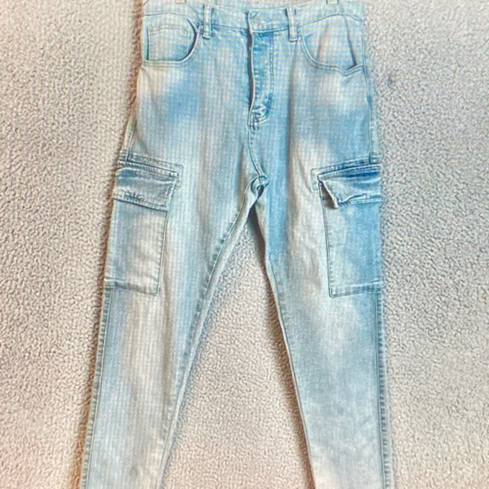 MNML Light Wash Skinny Jeans with Cargo Pockets